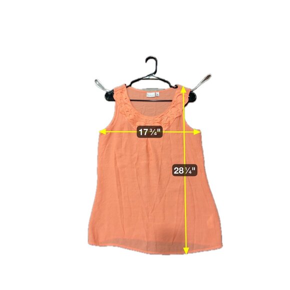 Kim Rogers Coral Sleeveless Top Crochet Neckline Detail Size Medium - Picture 7 of 9